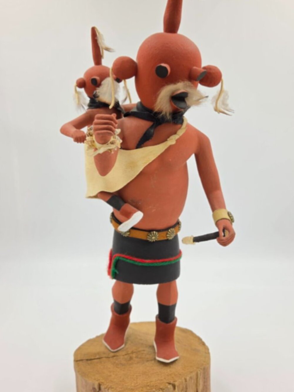 🪶 Authentic Hopi Katsina Doll – Double Mudhead (Koyemsi) by Lauren Honyouti